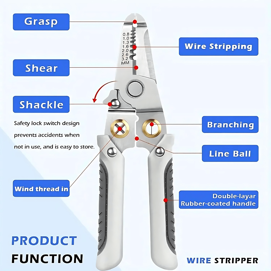 Multi-functional Wire Stripper & Cutter | Wire Stripper Cutter Tool Cable Hand Cutter Electrician Tool Multi-functional Wire Stripper & Cutter