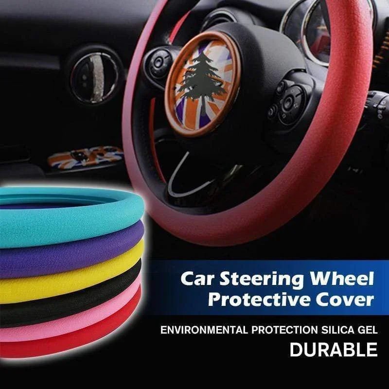 Non-slip Silicone Steering Wheel Protector | Steering Wheel Car Cover Driving Automotive Silicone Protector - Green - Non-slip Silicone Steering Wheel Protector