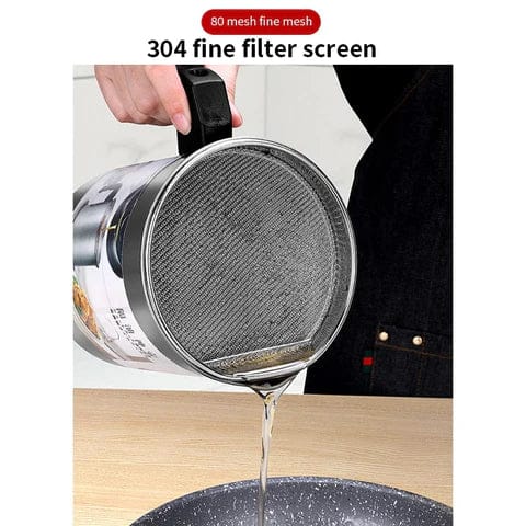 Oil Strainer Pot (1.4 Liter) | Cooking Oil Kitchen Oil Container Canister Filter Pot Kitchen Accessories Oil Strainer Pot (1.4 Liter)