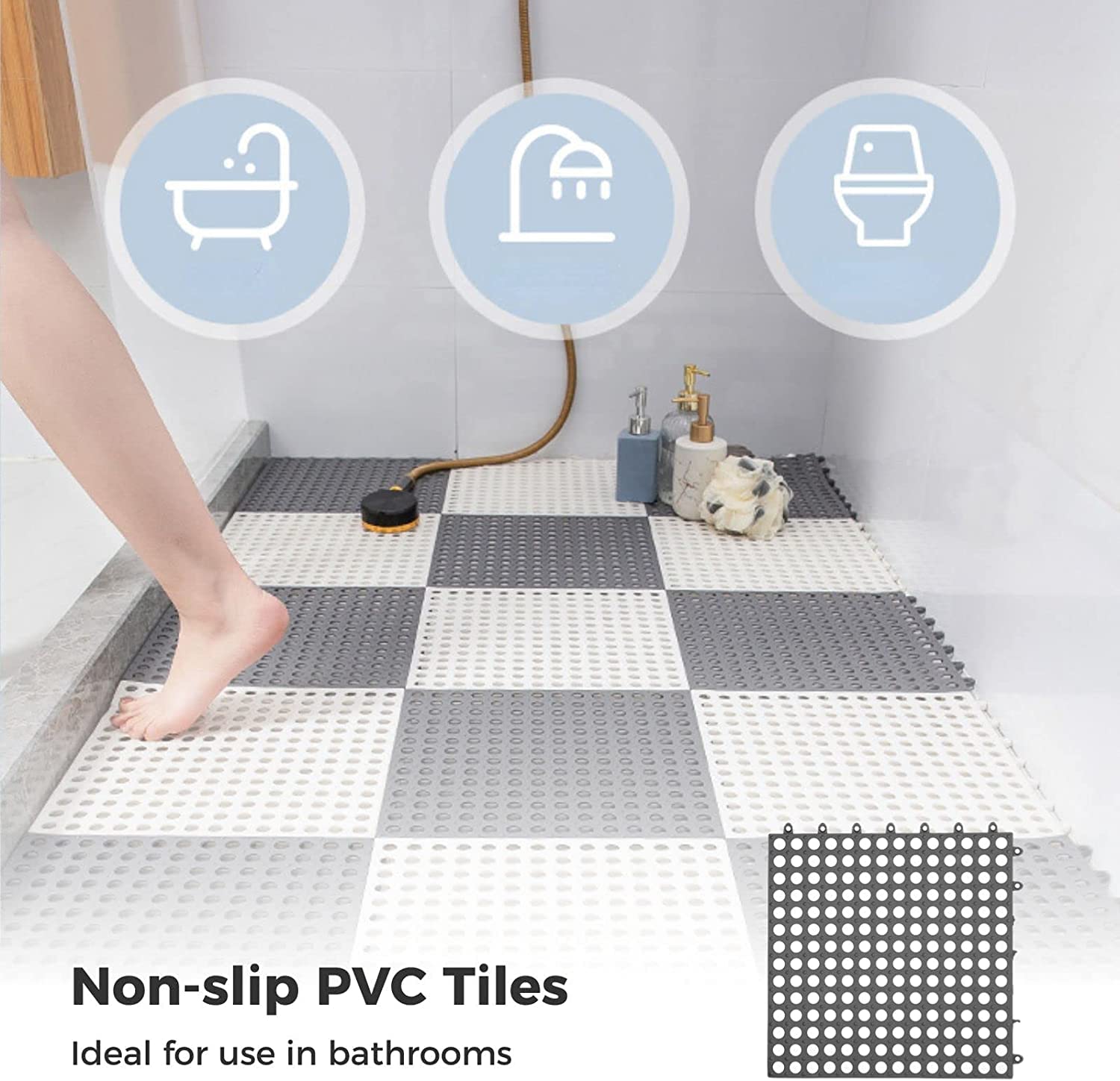 Plastic Bath Mat with Drain Holes and Drainage (Pack of 6) Plastic Bath Mat with Drain Holes and Drainage (Pack of 6)