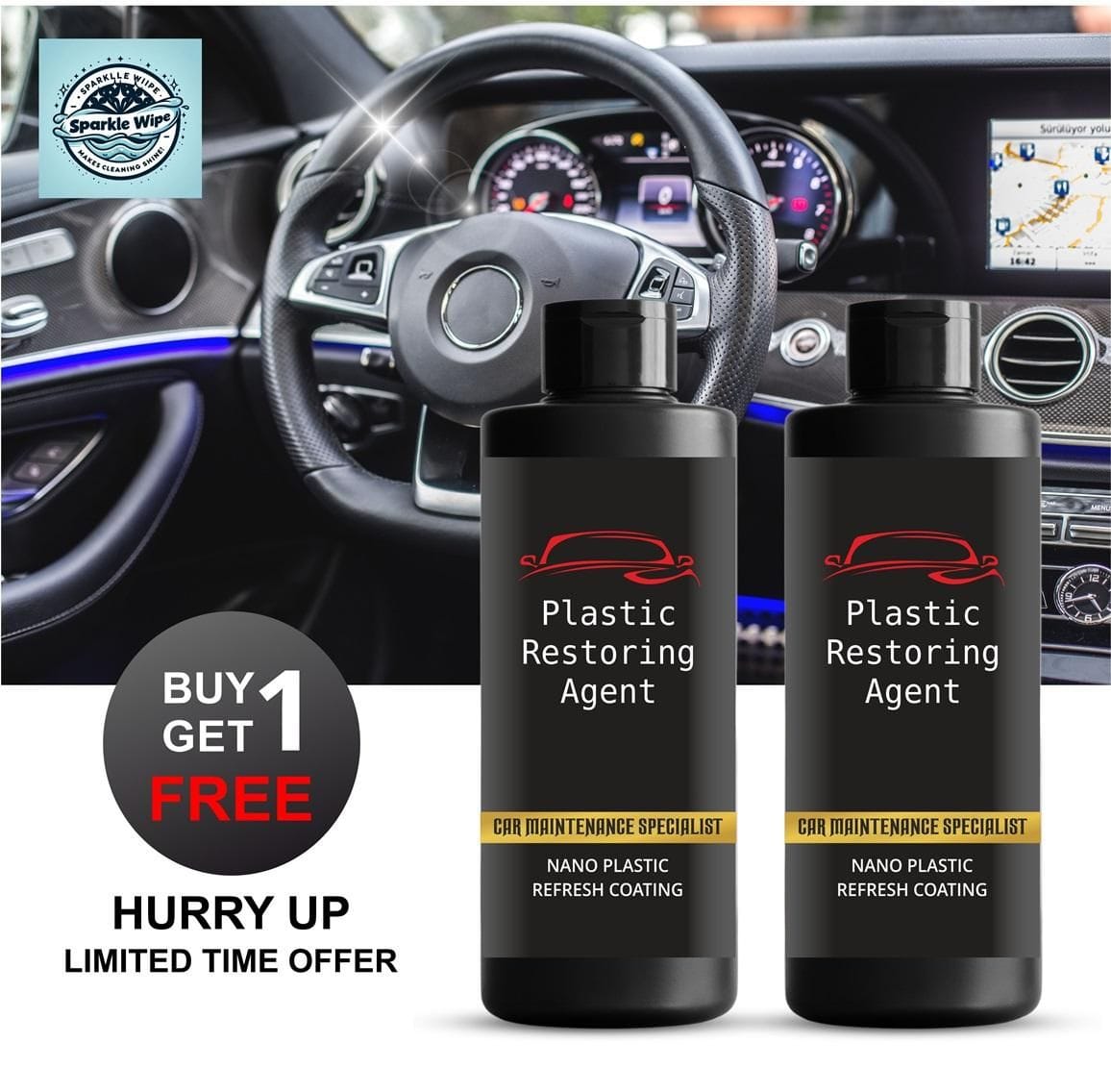 Plastic Restoring Agent (Set of 2) | Car Washes Coating Shine Interior Exterior Plastic Restoring Agent (Set of 2)