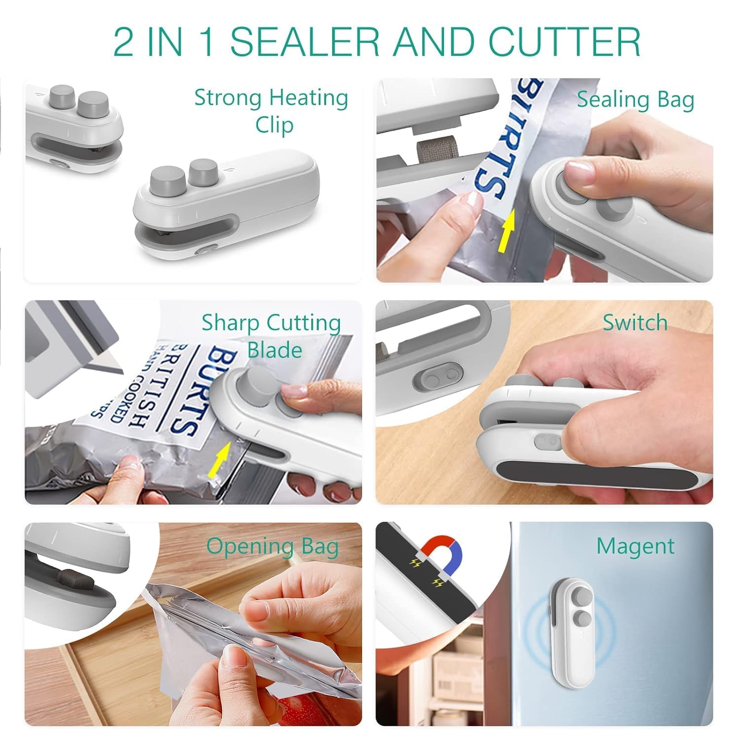 Portable 2 in 1 USB Rechargeable Magnetic Sealer Pack of 2 - ₹ 499 (Best Value Offer) Portable 2 in 1 USB Rechargeable Magnetic Sealer
