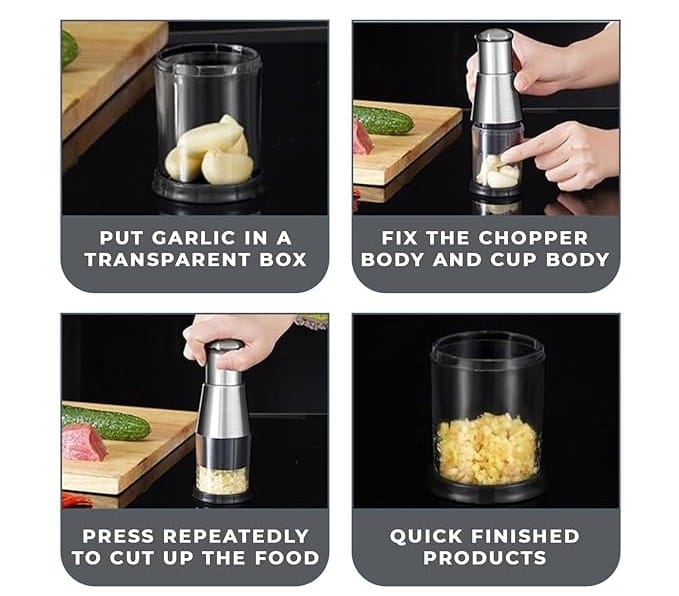 Portable Handpress Onion Garlic Chopper | Chopper Food Processor Manual Mini Compact Potable Chopper Hand Press Garlic Chopper