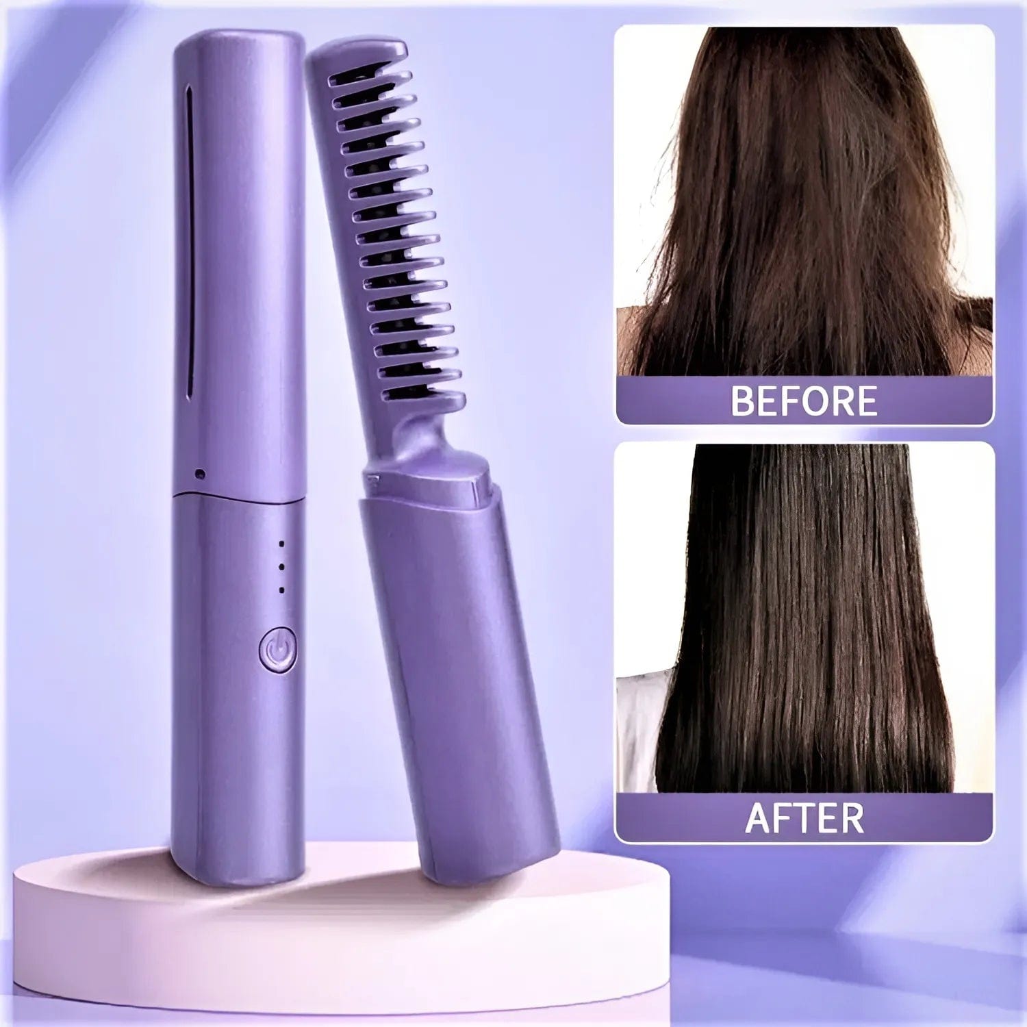 Portable Mini Hair Straightener Brush Comb Straightining Brush With Comb Portable Mini Hot Hair Brush