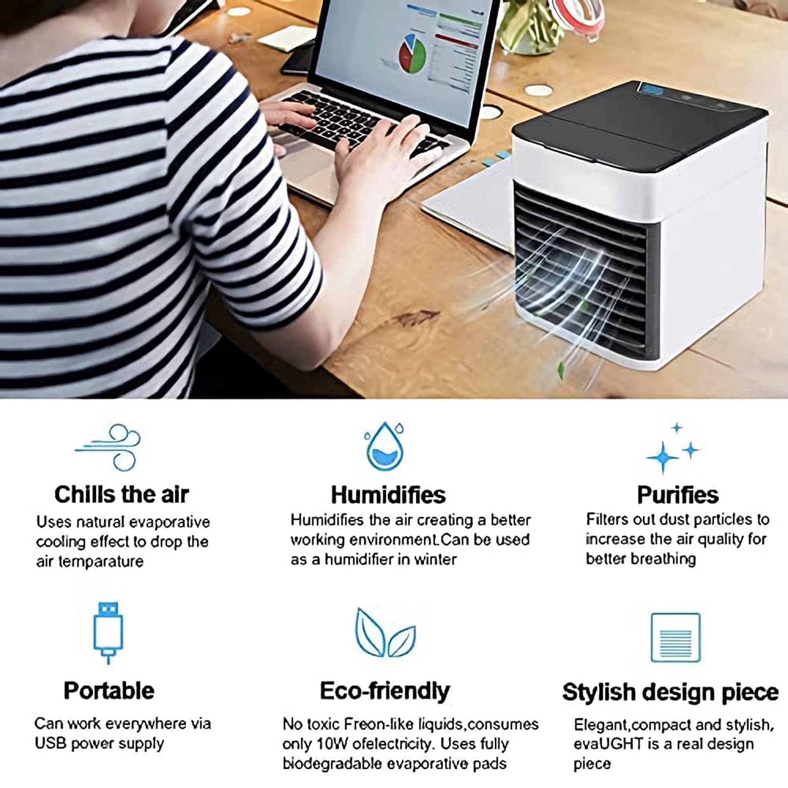 Portable Room Cooler Arctic Air Conditioner Pure Chill - Portable Mini Air Conditioner 2.0 Air Conditioners Portable Mini Air Conditioner 2.0