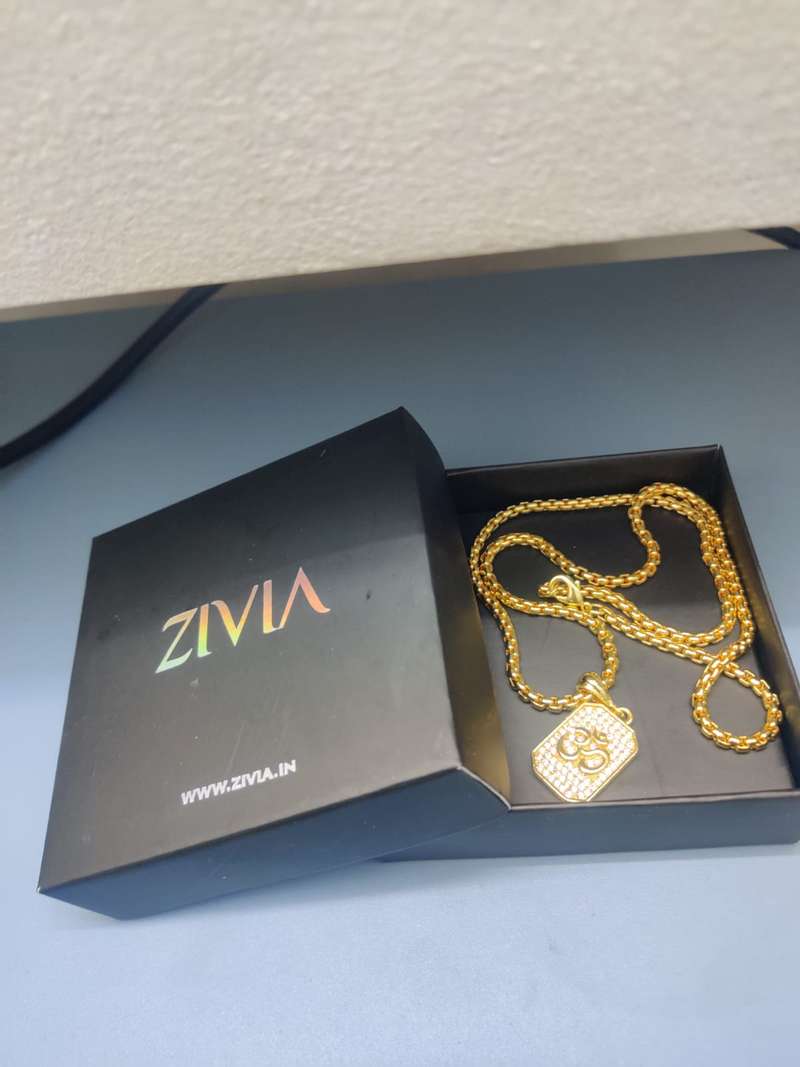 Premium Aum Diamond Pendant Gold Chain | Gold Chain Om Pendant Design Necklace - Premium Aum Diamond Pendant Gold Chain