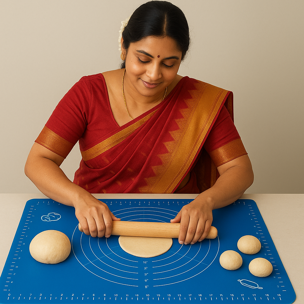 🫓 Premium Non-Stick Silicone Roti Rolling Mat | Rolling Pin Silicone Mat Non Stick Chapati Baking Mats - Blue - 🫓 Premium Non-Stick Silicone Roti Rolling Mat