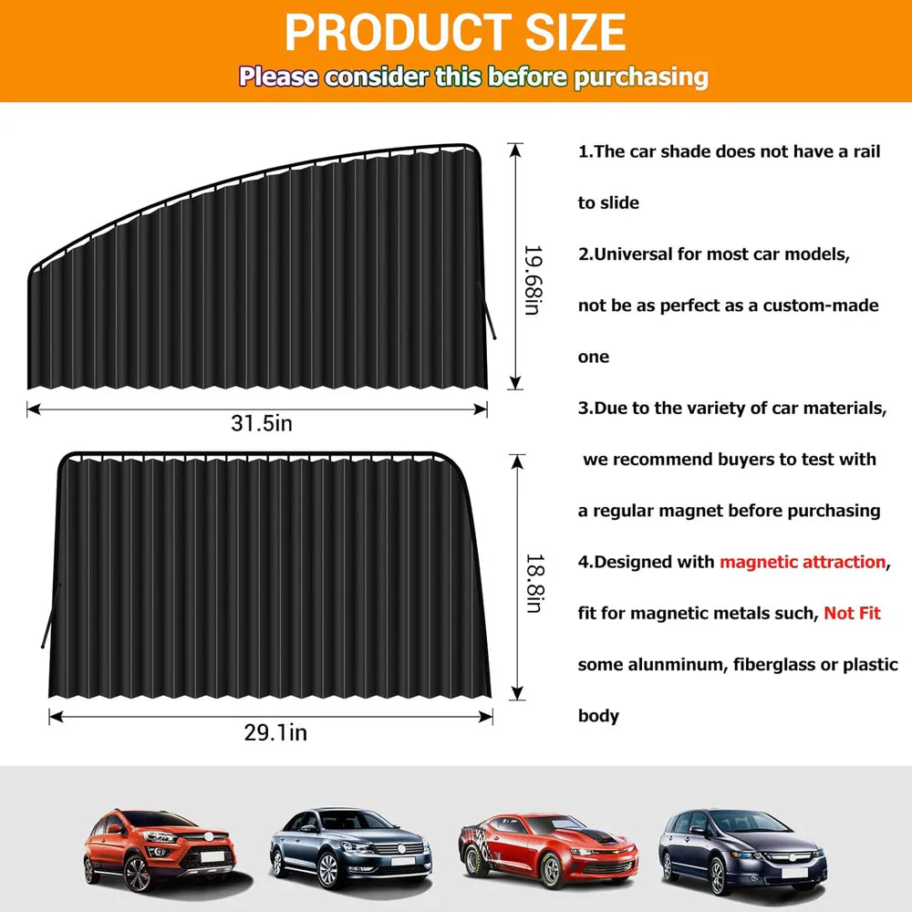 Privacy Car Curtains | Window Curtains Car Curtain Automotive Windows Covering Fold - Black - Privacy Car Curtains (Pack of 4)