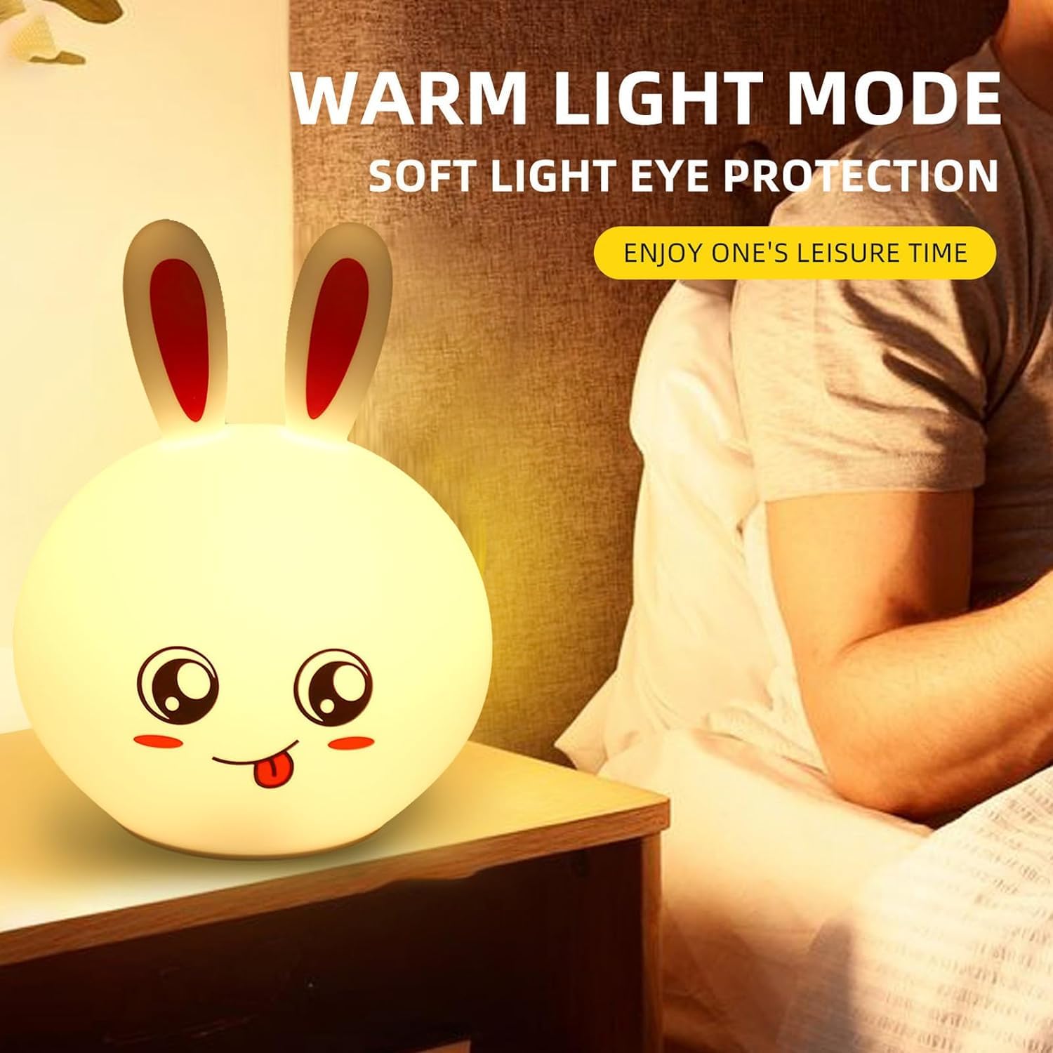 Rabbit Silicone Night Light | Led Light Lamp Night Warm Sensor Cute Rabbit Lamp Silicone Touch - Silicon Night Light - Rabbit Silicone Night Light
