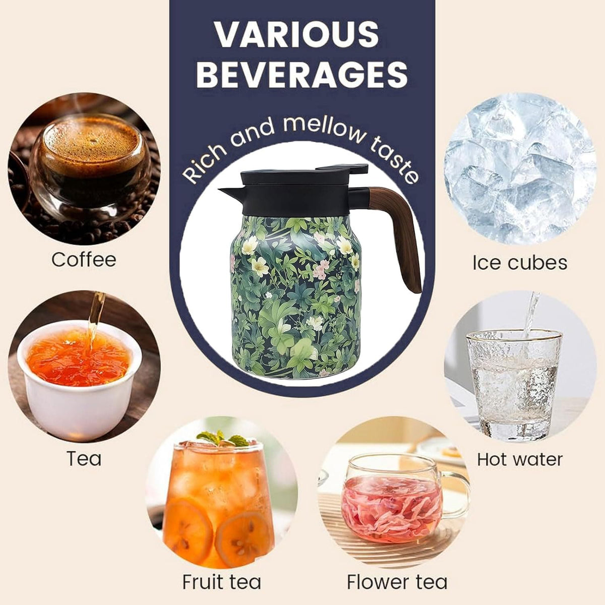 Ridley Vintage Floral Pattern Teapot (800ml) | Tea Pot Kettle Leaves Thermos Infuser Filter Flask  Ridley Vintage Floral Pattern Teapot (800ml)