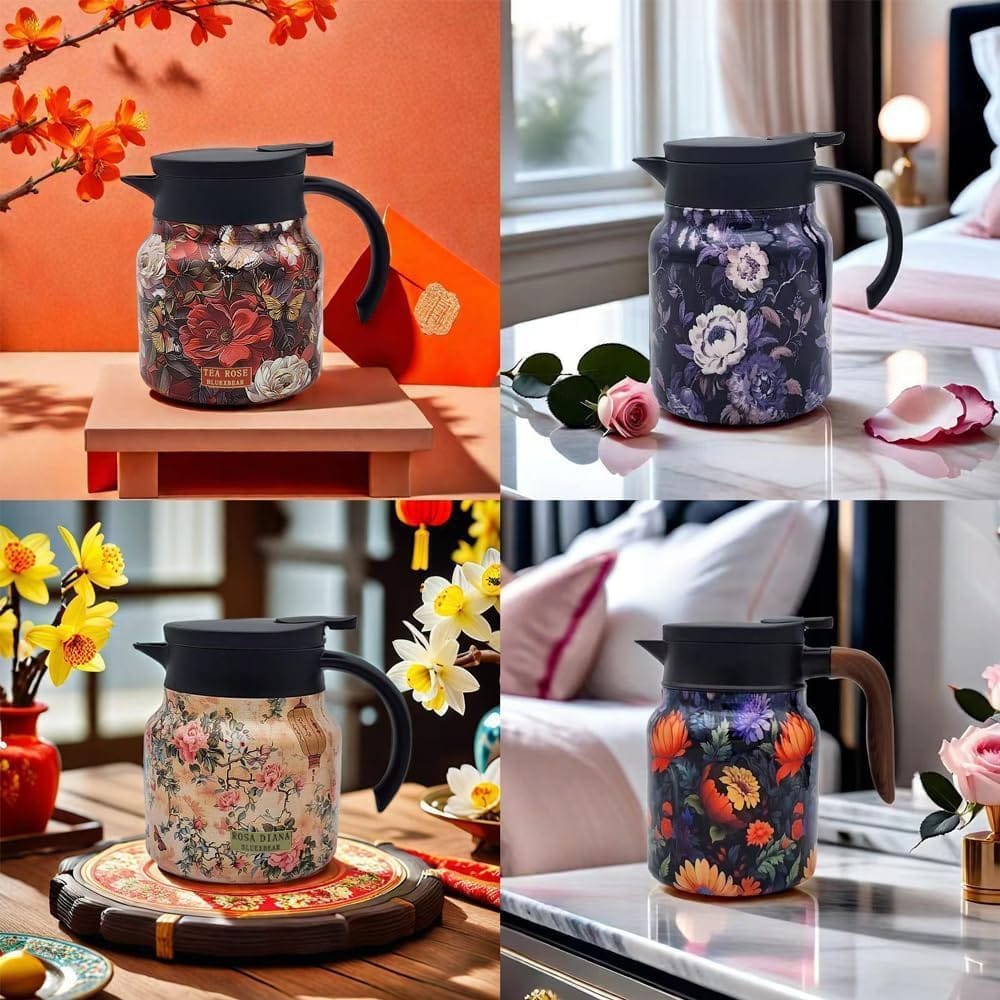 Ridley Vintage Floral Pattern Teapot (800ml) | Tea Pot Kettle Leaves Thermos Infuser Filter Flask  Ridley Vintage Floral Pattern Teapot (800ml)