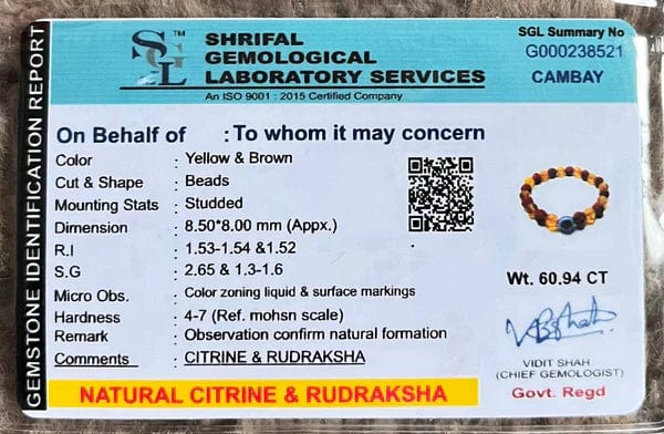 Rudraksha Citrine Crystal Bracelet (Pack of 2) | Citrine Bracelet Rudraksha Crystal Bracelets For Men And Women Rudraksha Citrine Crystal Bracelet (Pack of 2)