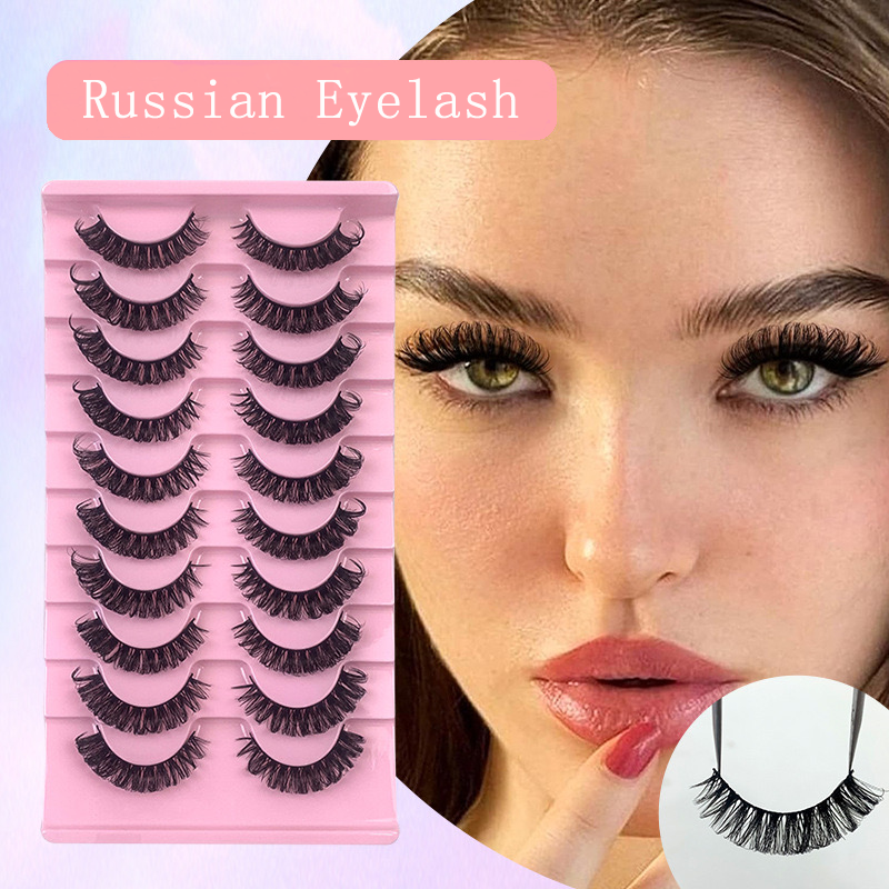 Russian Eyelash Extensions (Pack of 10) | Eye Lashes Lash Cosmetic Eye Natural Eyelashes Faux - Russian Eyelash Extensions (Pack of 10)