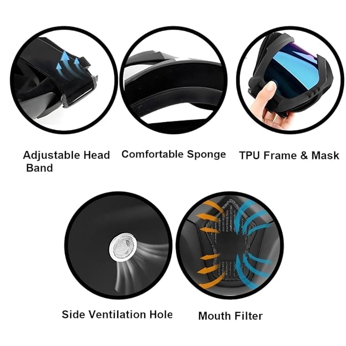 Safety Goggles UV Protective Glasses Face Shield Black Face mask - Outdoor Goggle Mask RIDING MASK Outdoor Goggle Mask
