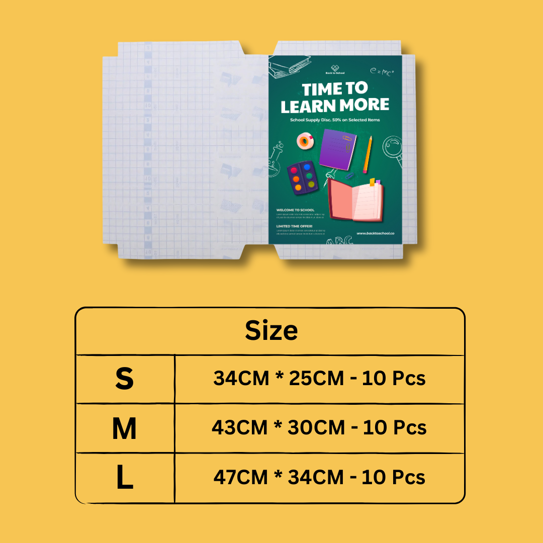 Self-adhesive transparent protective book cover (Pack of 30) | Book Cover Coverage Transparent Design Plastic Books Coverage - Self-adhesive transparent protective book cover (Pack of 30)