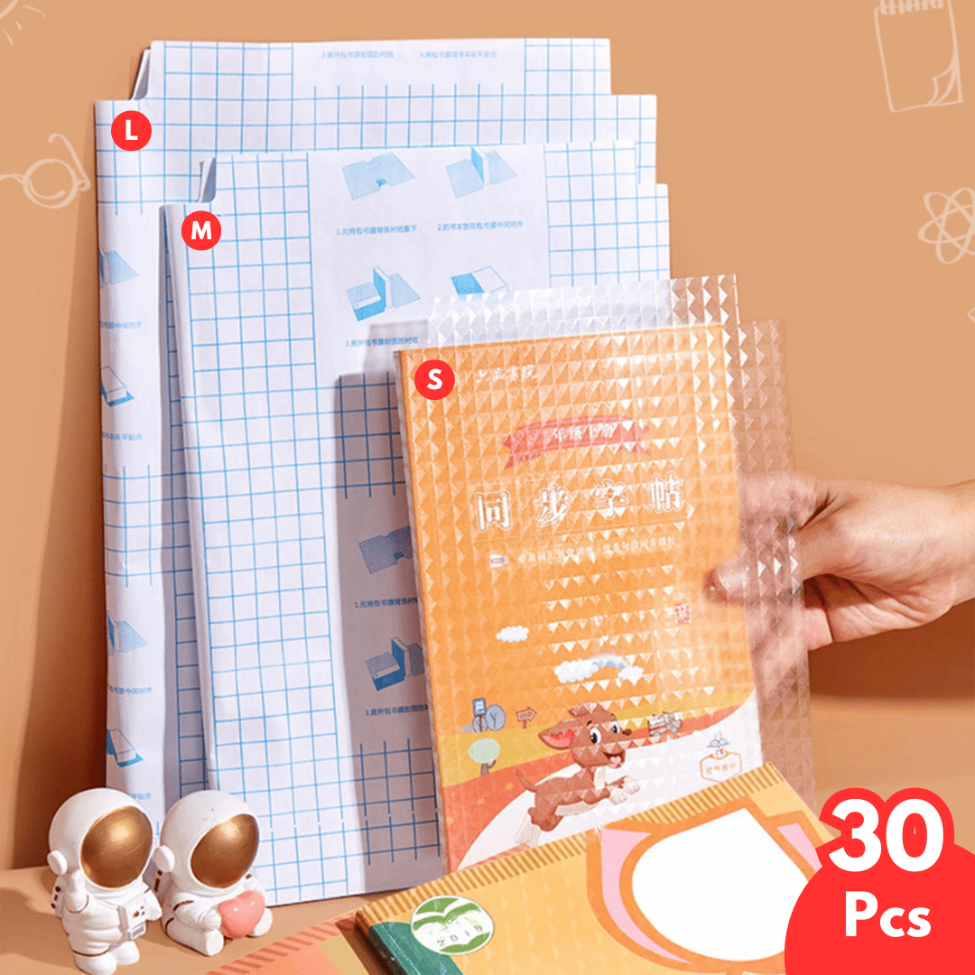 Self-adhesive transparent protective book cover (Set of 30) Self-adhesive transparent protective book cover (Set of 30)