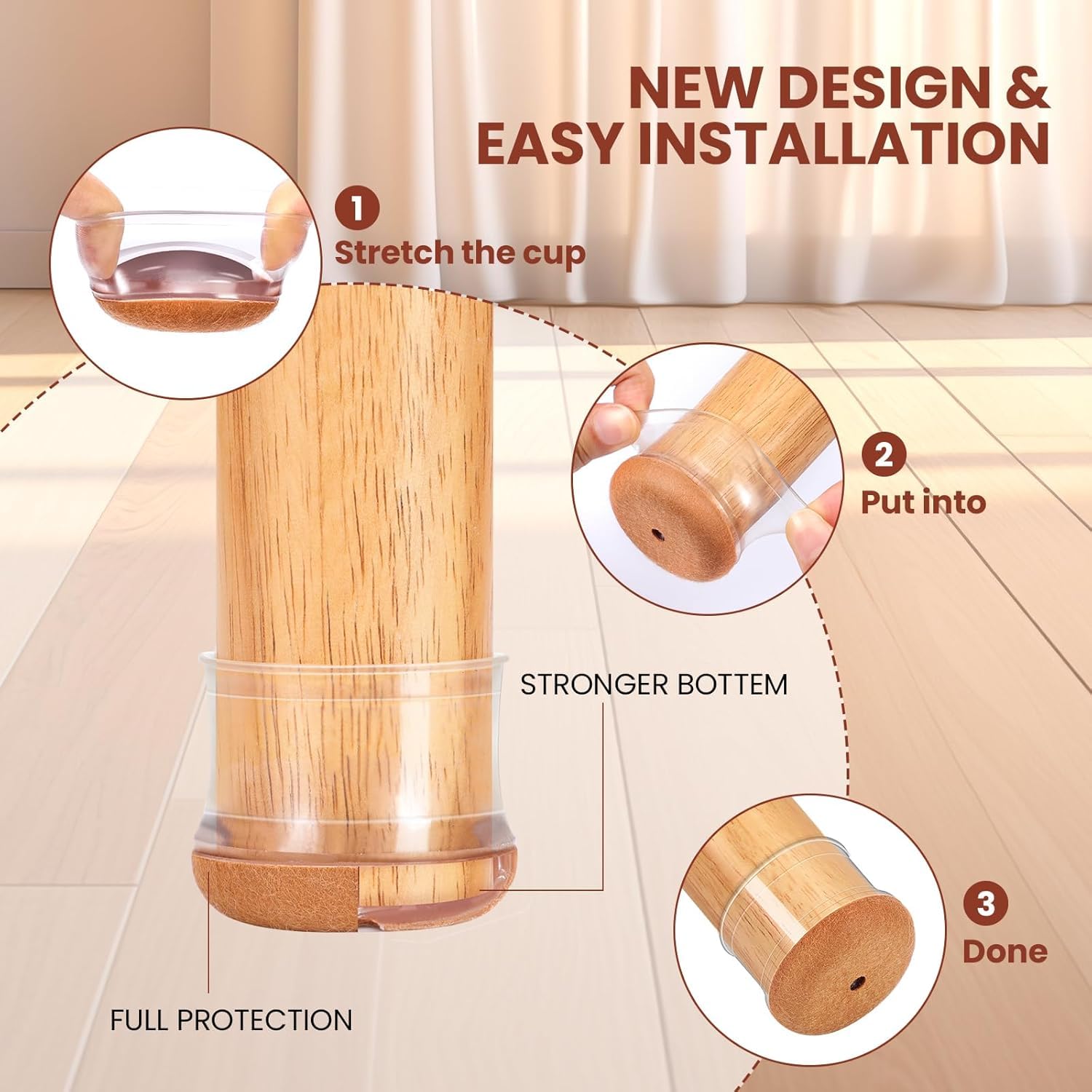 Silicone Chair Leg Protectors (Pack of 6) | Wooden Furniture Sofa Chair Leg Cover Pad Chair Leg Covers - Silicone Chair Leg Protectors (Pack of 6)