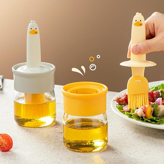 Silicone Oil Bottle Set (Pack of 2) | Kitchen Tools Items Cooking Oil Container Silicone Brush Silicone Oil Bottle Set (Pack of 2)