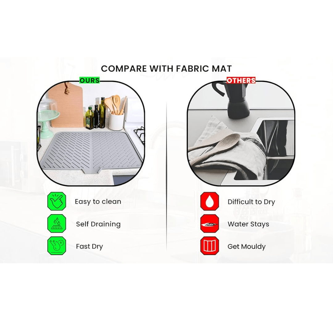Silicone Ridge Dry Kitchen Mat | Mat For kitchen Dish Drying Rack Dishes Drainer Silicone Mats Kitchen Organizers Silicone Ridge Dry Kitchen Mat