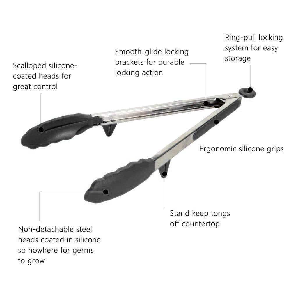 Silicone Tongs (Pack of 2) | Kitchen Items Kitchenware Tongs Bbq Grilling Set Cooking Food Tong - Silicone Tongs (Pack of 2)