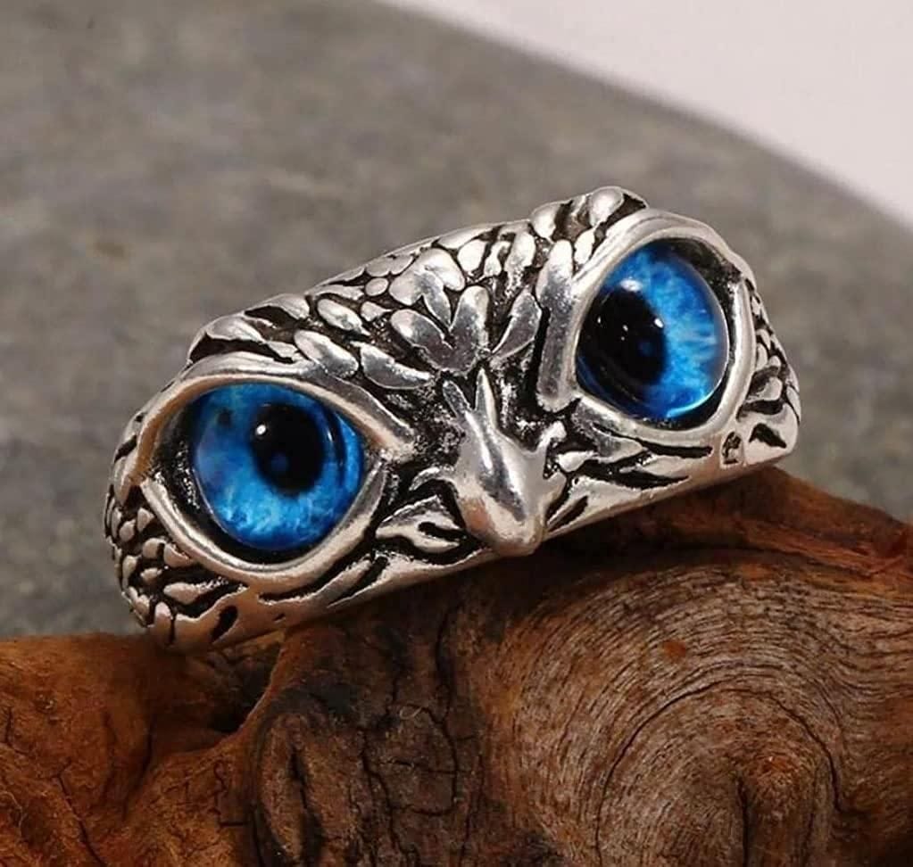 Silver Plated Owl Ring Stone Rings For Men (Pack of 2) Other Owl Ring (Buy 1 Get  Free)