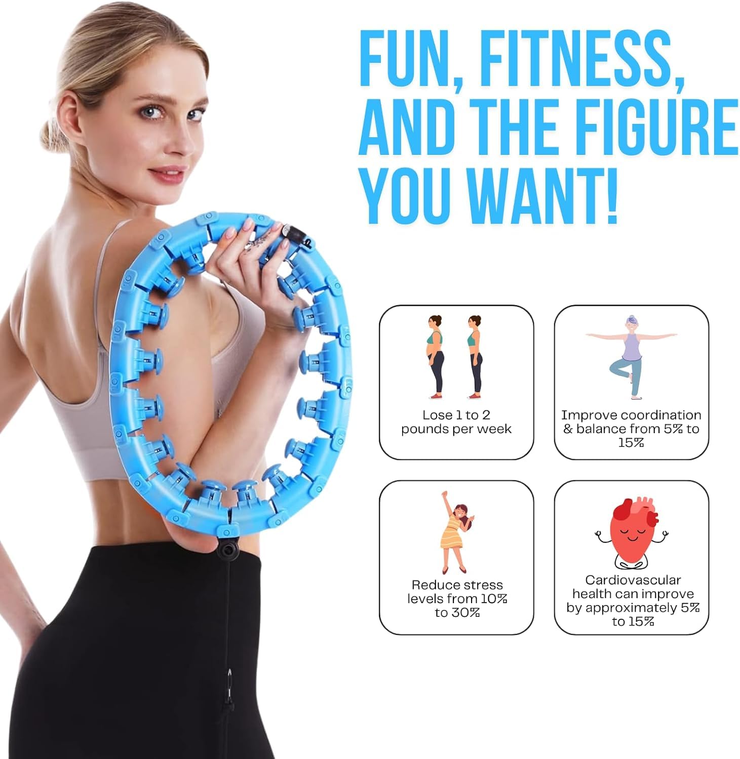 Smart Weighted Hula Hoop | Core Exercise Cardio Gym Workout Hula Hooping Fitness Core Stength - Smart Weighted Hula Hoop