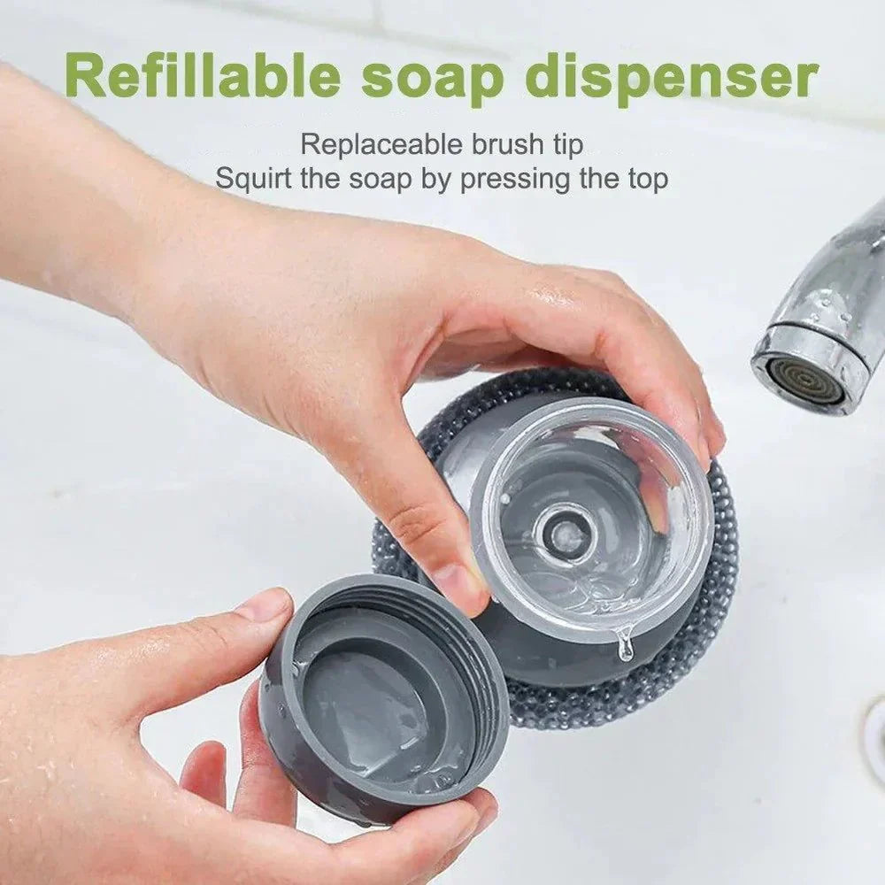 Soap Dispensing Palm Brush (Set of 2) | Dish Wash Kitchen Cleaning Cleaner For Home Brush Scrubber Soap Dispensing Palm Brush (Set of 2)