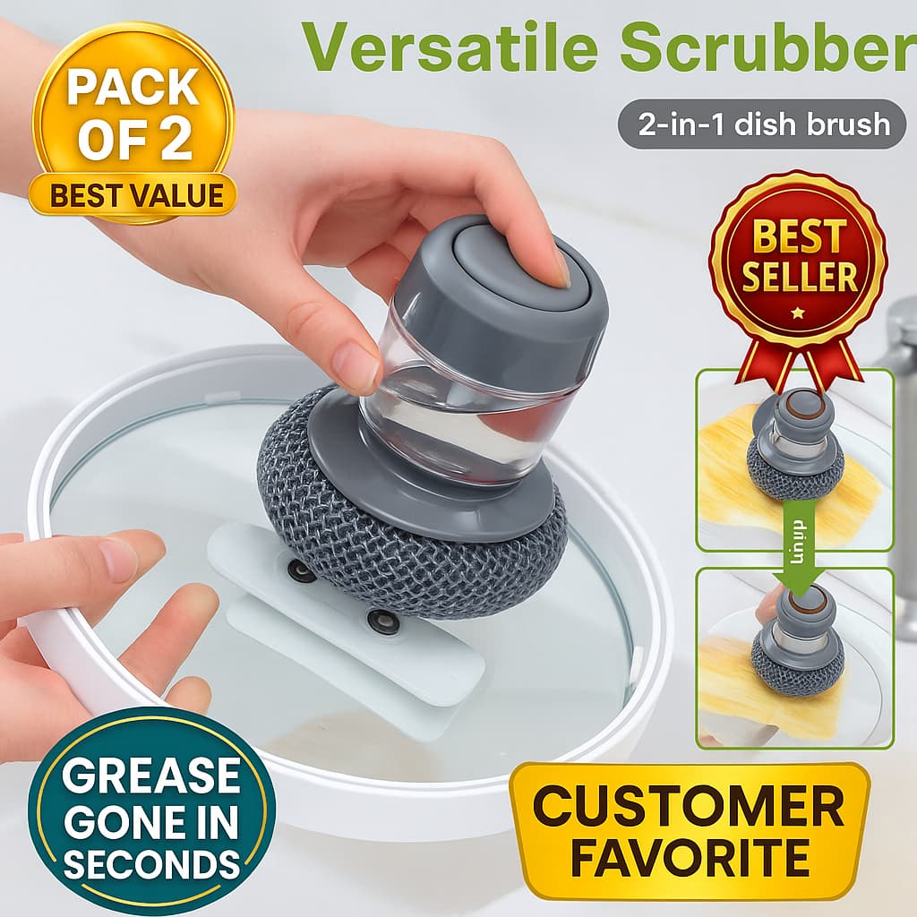 Soap Dispensing Palm Brush (Set of 2) | Dish Wash Kitchen Cleaning Cleaner For Home Brush Scrubber Soap Dispensing Palm Brush (Set of 2)