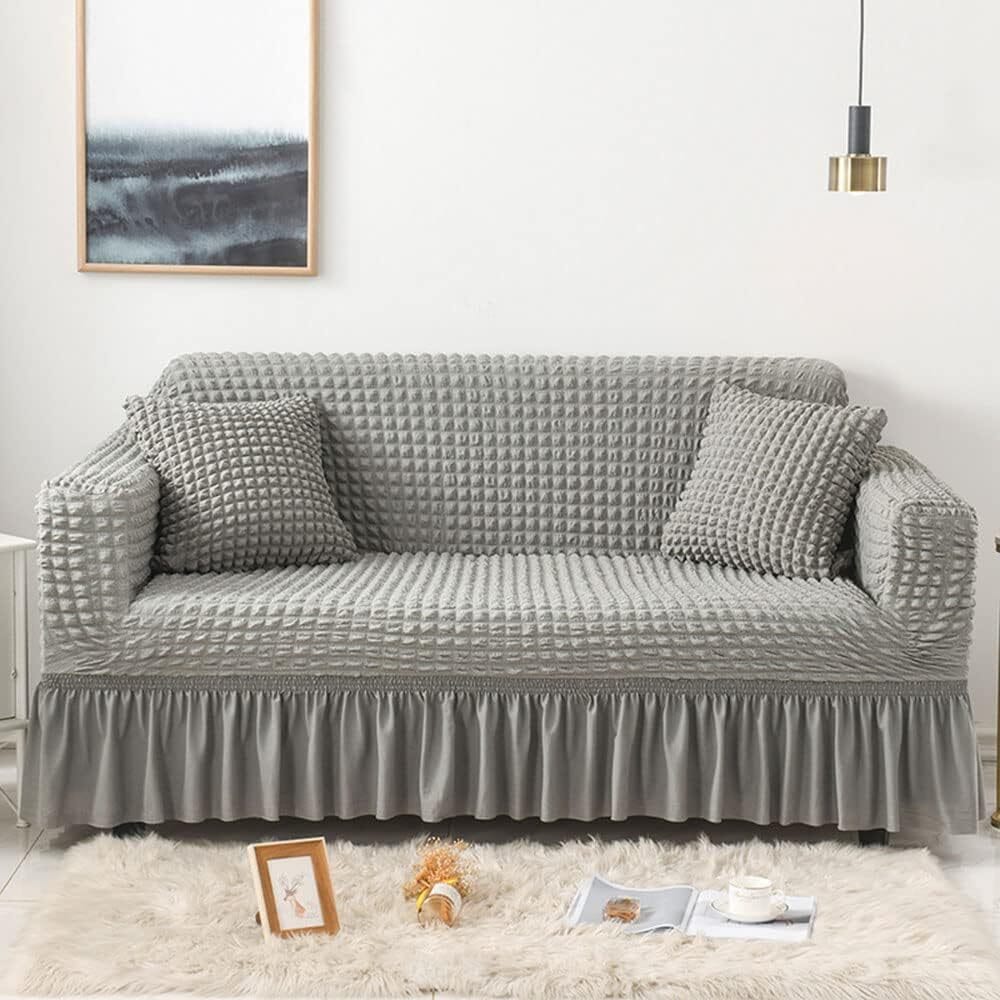 Sofa Cover | Slipcovered Sette 3 Seater Slipcover Sofa Set L Shape Cover Bubble Frill Sofa Cover Sofa Cover