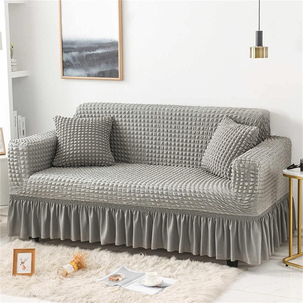 Sofa Cover | Slipcovered Sette 3 Seater Slipcover Sofa Set L Shape Cover Bubble Frill Sofa Cover Sofa Cover