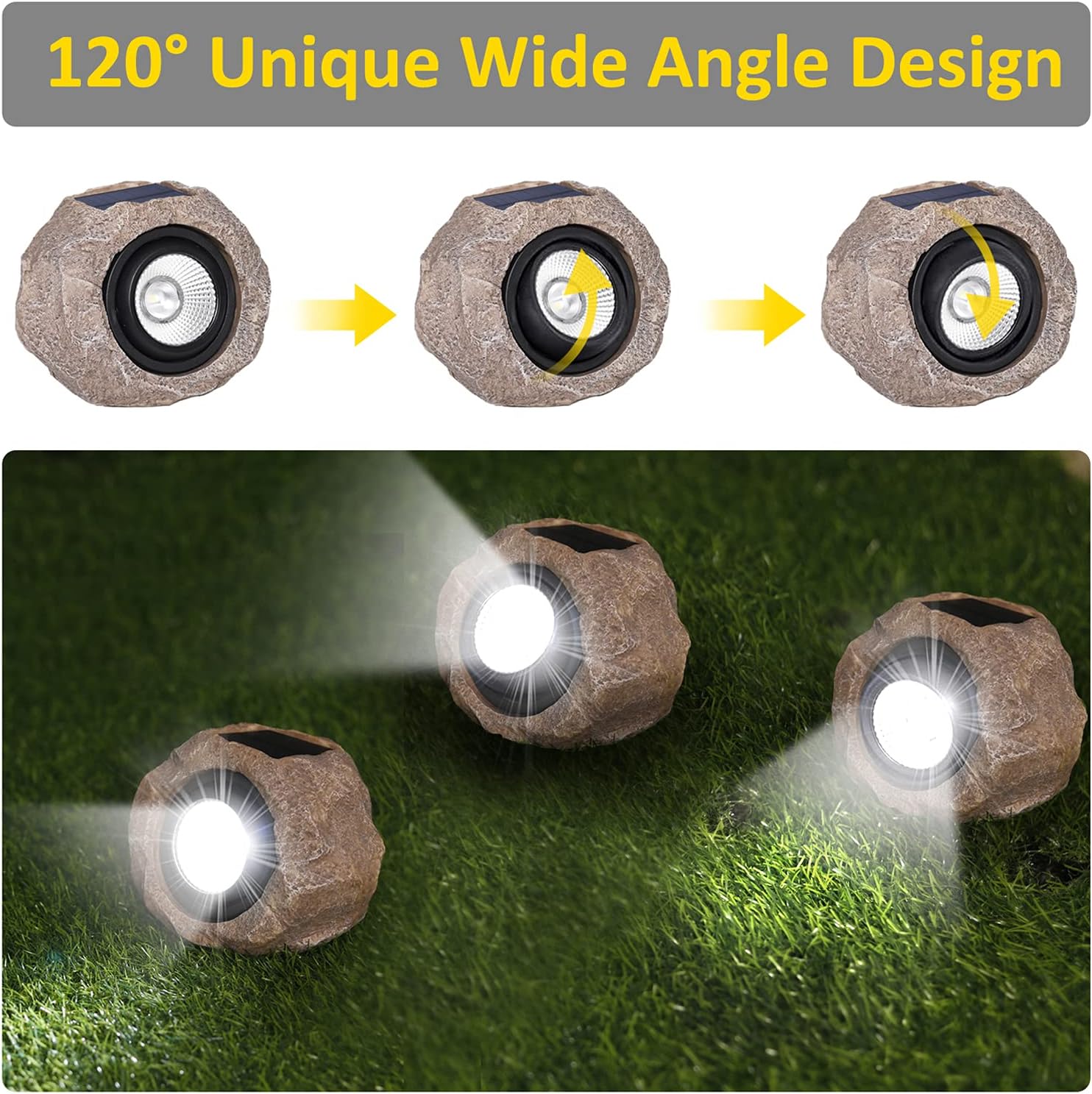 Solar LED Rock Garden Light (Waterproof) | Led Light Garden Solar Powered Light Lamps Outdoor Lighting Bulbs - Solar LED Rock Garden Light (Waterproof)