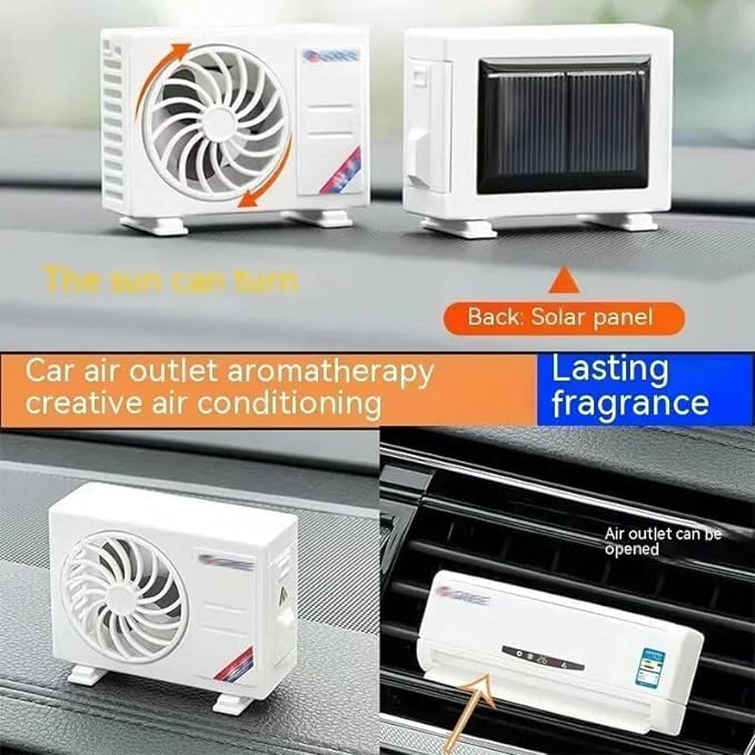 Solar-Powered Mini AC Car Air Freshener | Solar Powered Air Conditioner Powered Miniature Panel Ac Diffuser Solar-Powered Mini AC Car Air Freshener