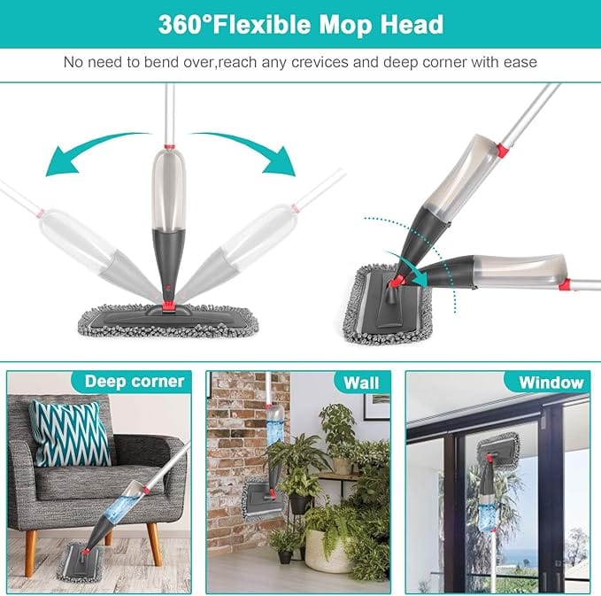 Spray Mop | Tile Cleaner Bathroom Floor Cleaning Brush Kitchen Mop Brush Wiper Home Cleaning Spray Mop Floor Cleaning Mop Stick with Spray Bottle