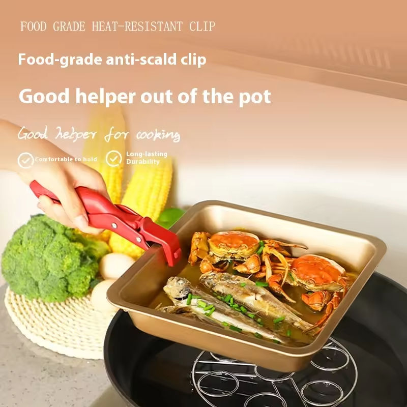 Stainless Steel Bowl Clamp | Stainless Steel Bowl Clamp Kitchen Tongs for Hot Plate - Green - Stainless Steel Bowl Clamp (Pack of 2)