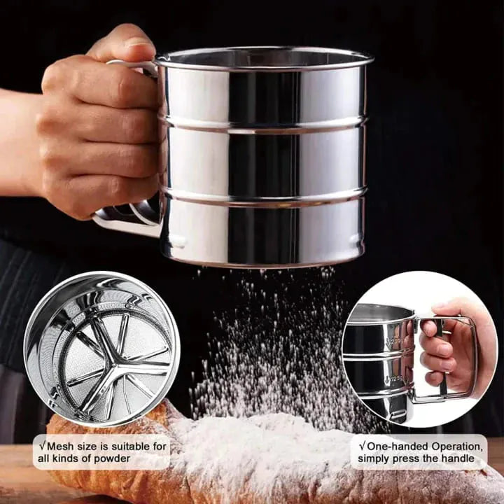 Stainless Steel Flour Sifter (Atta Chhani) | Kitchen Tools Utensils Baking Equipment Strainer Stainless Steel Flour Sifter (Atta Chhani)