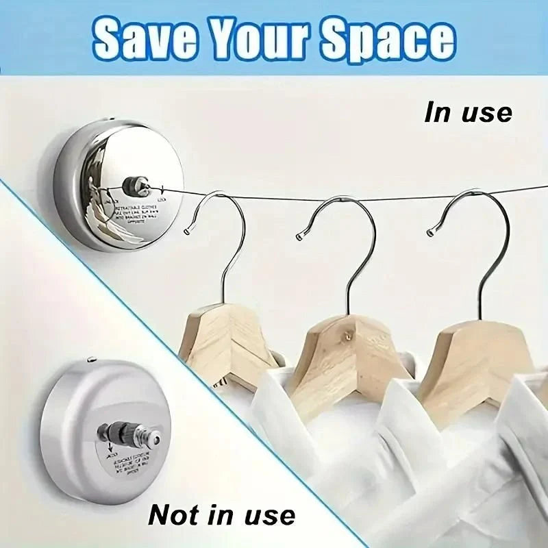 Stainless Steel Retractable Clothesline | Cloth Drying Stand For Balcony Clothesline Lundry Rack Hanger Rope - Stainless Steel Retractable Clothesline