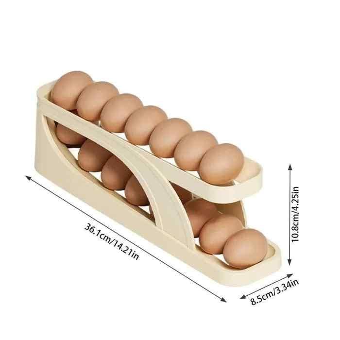 Storage Box Plastic Container Egg Box Holder Tray For Fridge- Automatically Rolling Egg Holder Container Display Rack Automatically Rolling Egg Holder