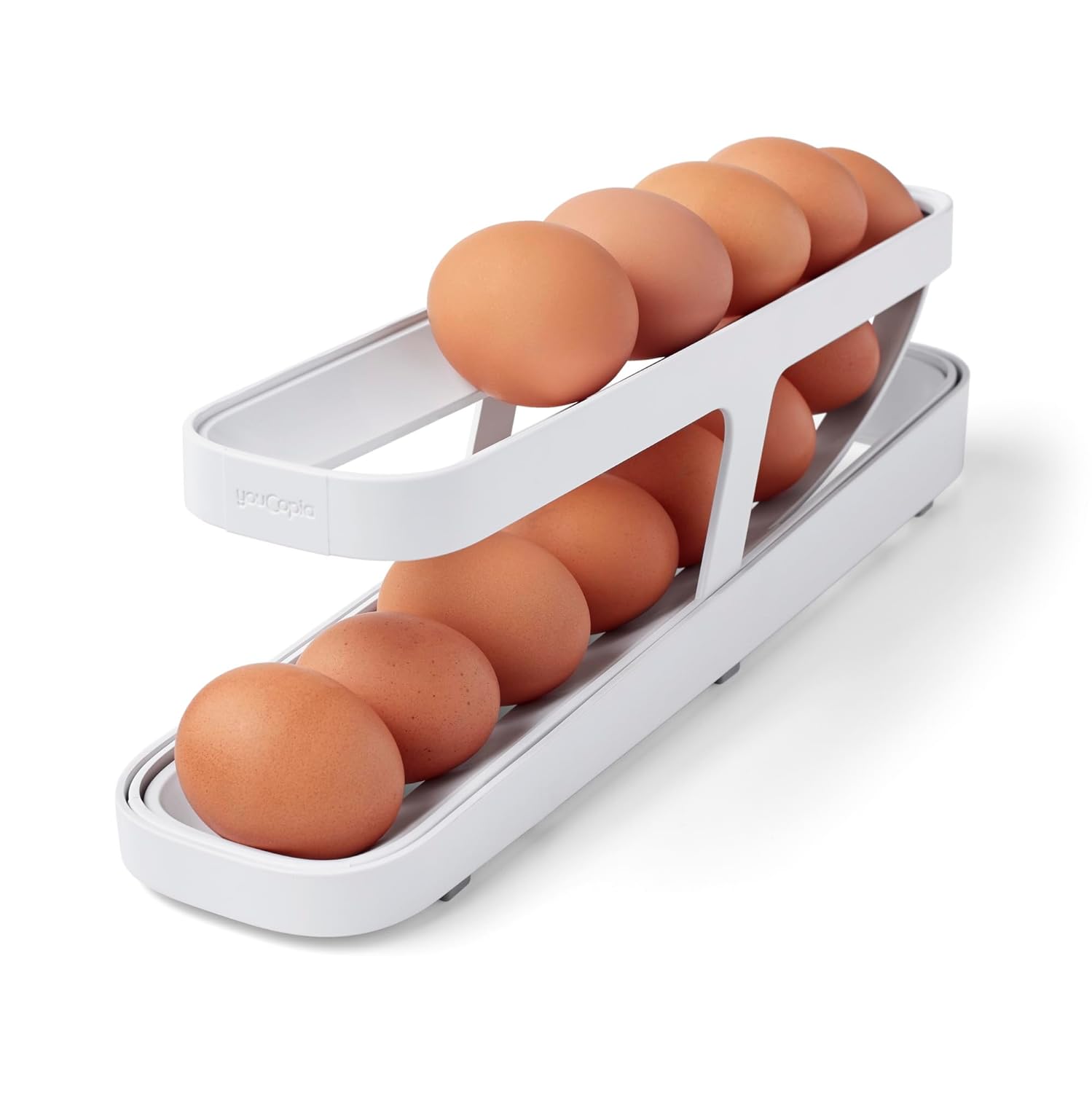 Storage Box Plastic Container Egg Box Holder Tray For Fridge- Automatically Rolling Egg Holder Container Display Rack Automatically Rolling Egg Holder