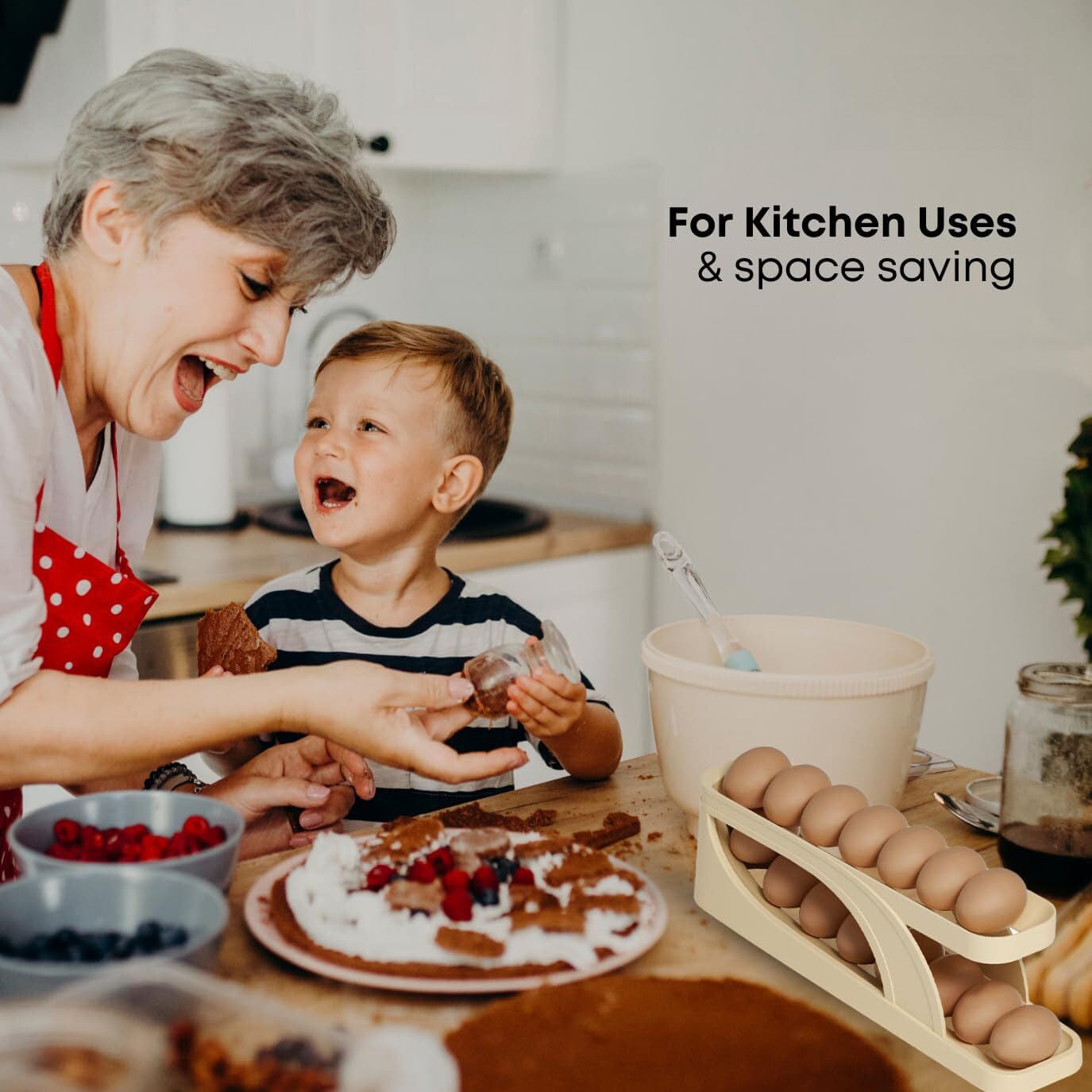 Storage Box Plastic Container Egg Box Holder Tray For Fridge- Automatically Rolling Egg Holder Container Display Rack Automatically Rolling Egg Holder