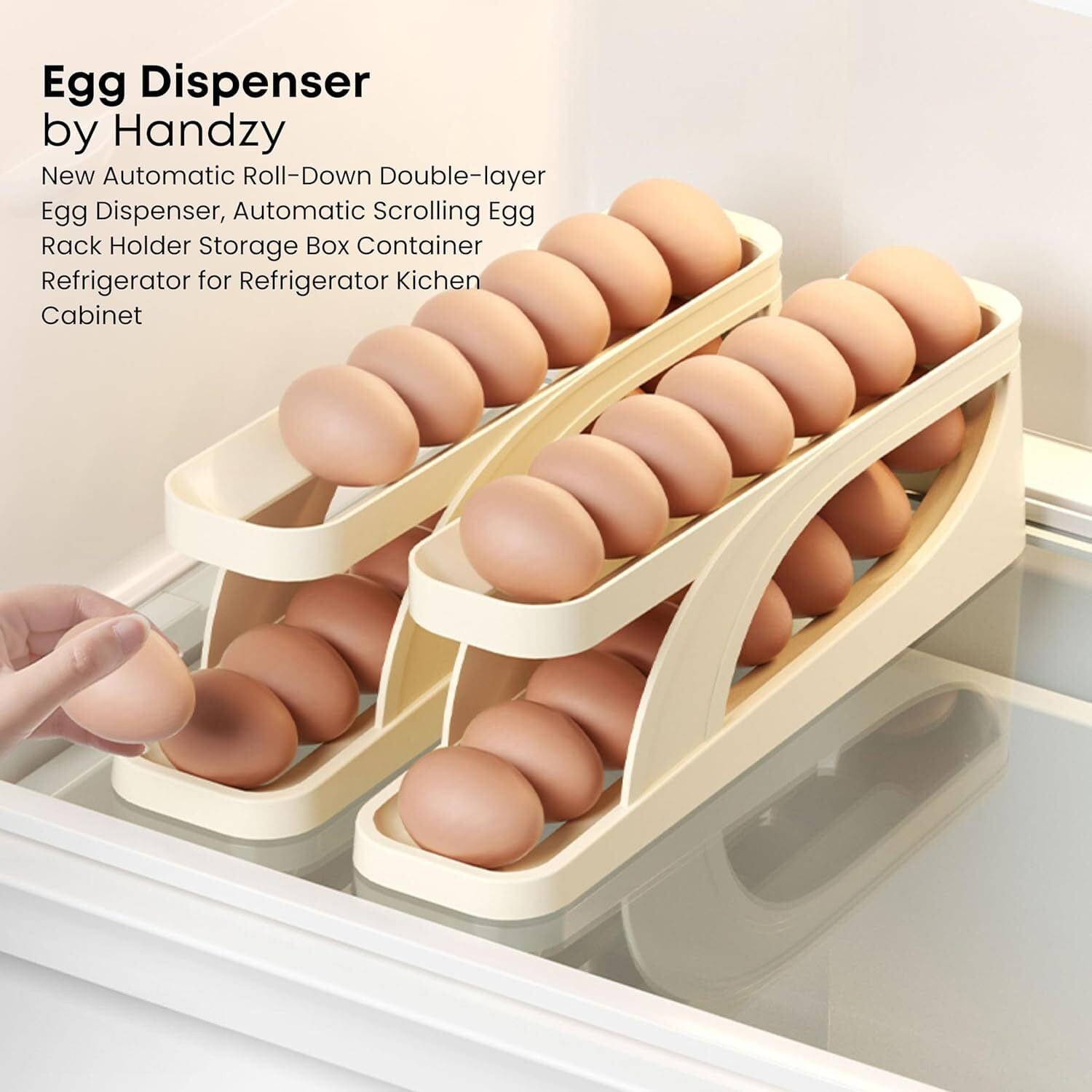 Storage Box Plastic Container Egg Box Holder Tray For Fridge- Automatically Rolling Egg Holder Container Display Rack Automatically Rolling Egg Holder