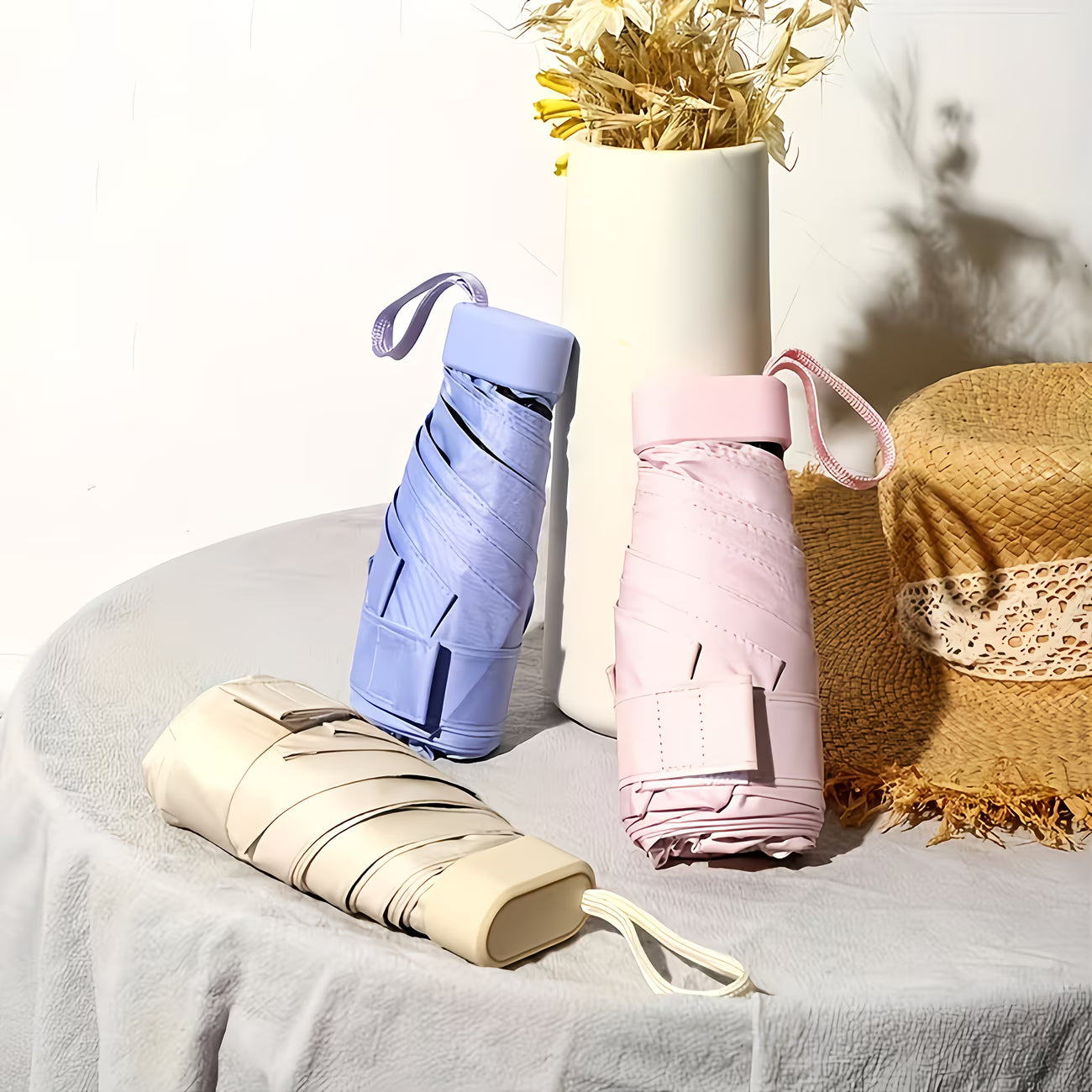 Stormfoldy | Umbrella Compact Mini Foldable Sun Protection Umbrellas Case Umbrellas Stormfoldy Mini Pastel Umbrella with Case