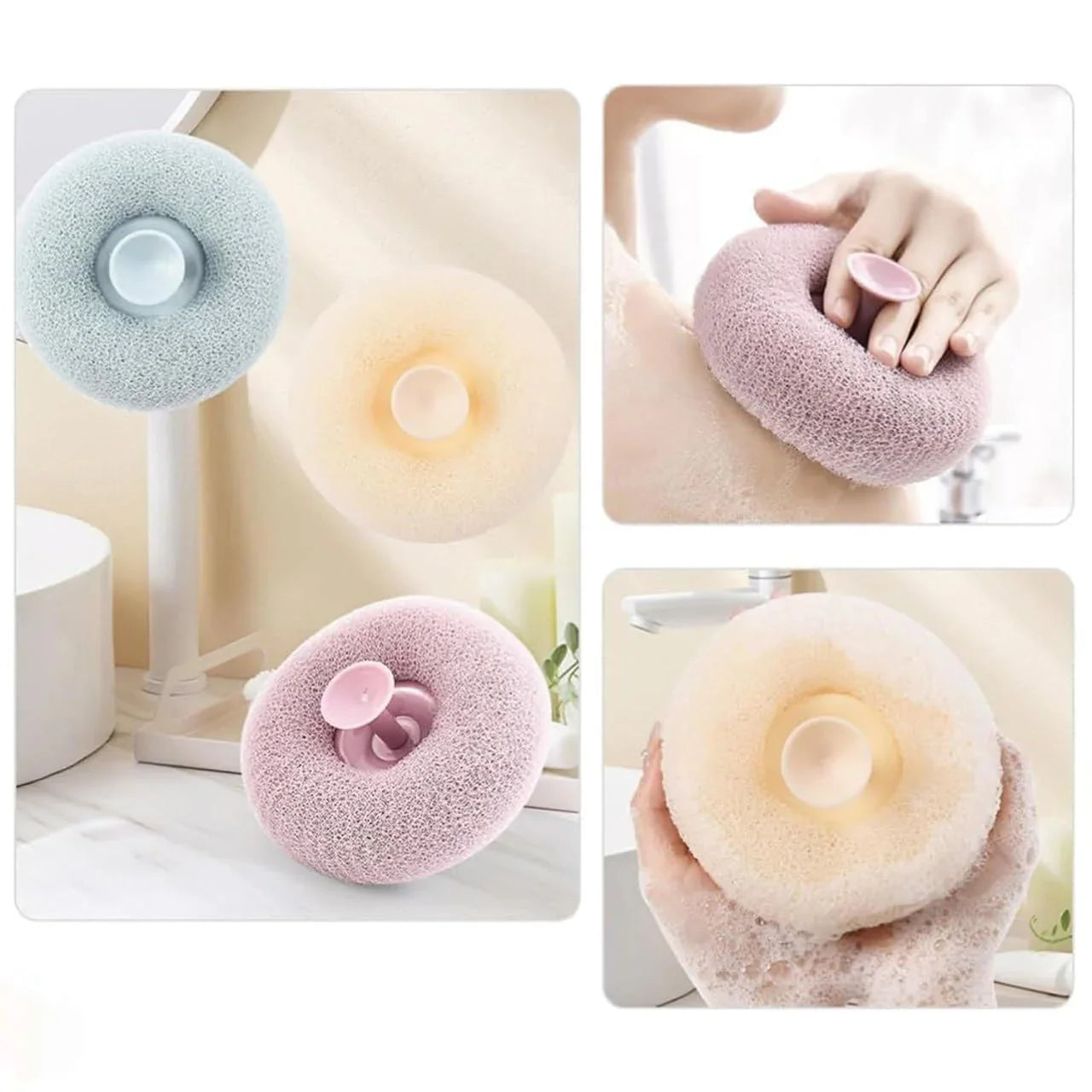 Suction Cup Loofah - Pack of 3 | Loofah For Bath Bathroom Shower Bath Cup Suction Bathing Products - Suction Cup Loofah - Pack of 3