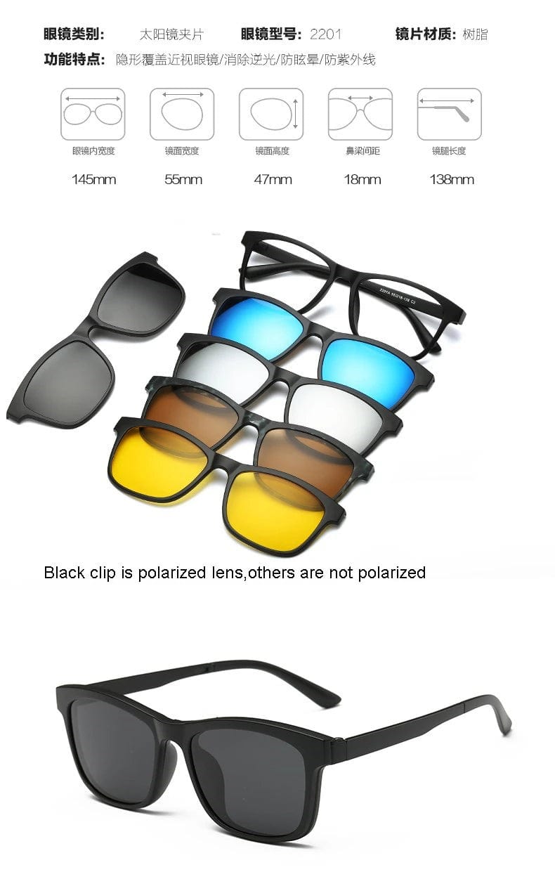 Sunglasses For Men Polarised Magnetic Sunglasses Frame Night Glasses - 3-in-1 Magnetic Polarized Sunglasses 5-in-1 Magnetic Polarized Sunglasses