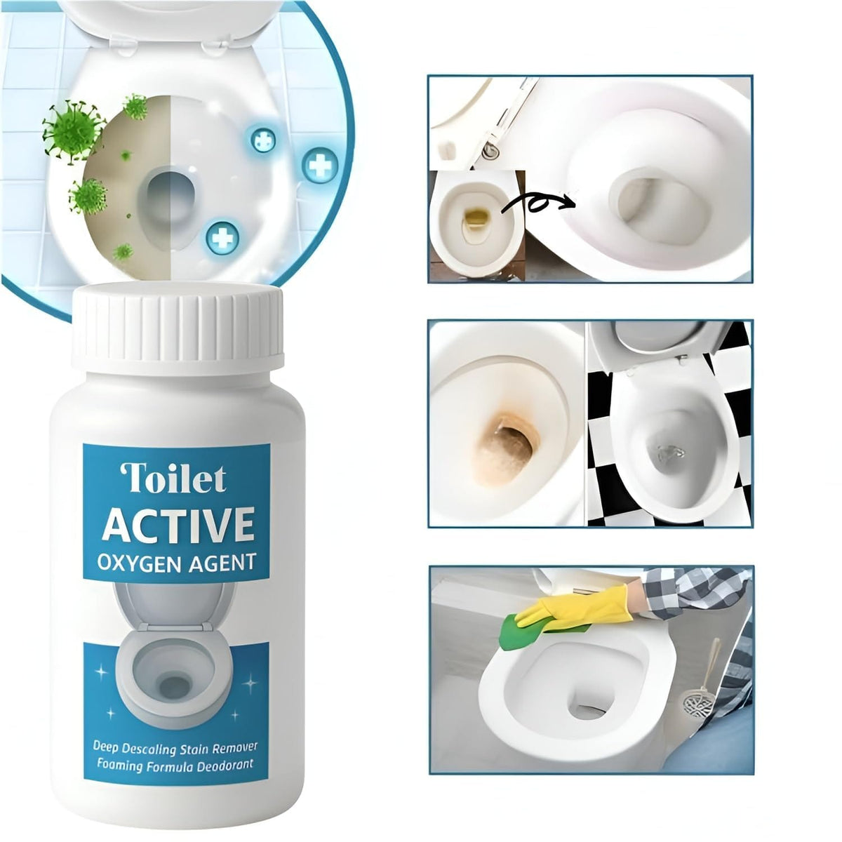 Toilet Active Oxygen Cleaner Agent  | Drainage Cleaner Toilet Bathroom Drain Cleaner Powder Product  Toilet Active Oxygen Cleaner Agent (Set of 3)