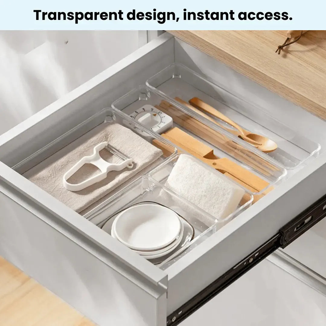 Transparent Drawer Organizer Tray | Drawer Organizer Plastic Tray Home Organizers Tray For Cosmetics Transparent Drawer Organizer Tray