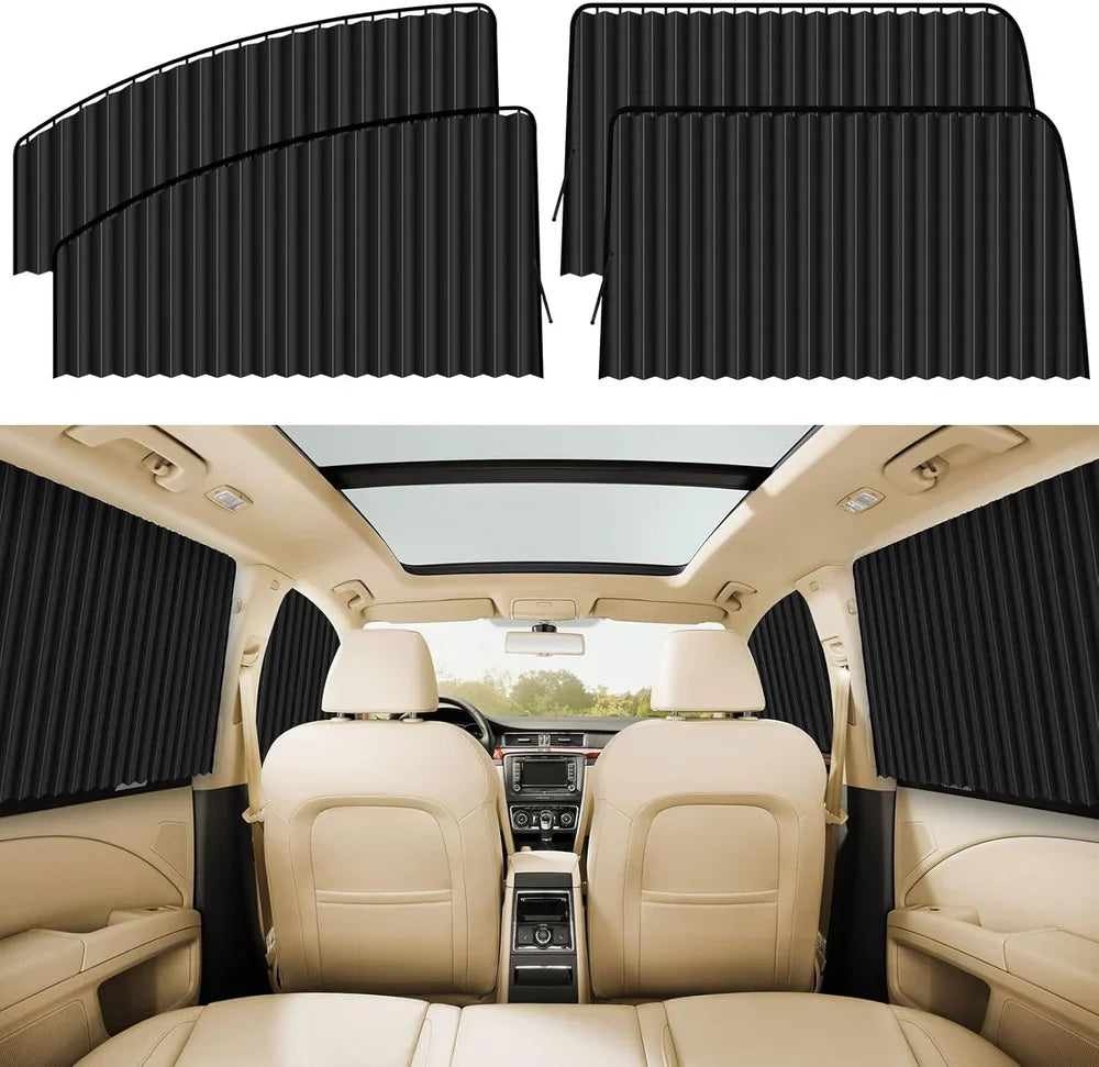 Travelexo Privacy Car Curtains | Window Curtains Car Curtain Automotive Windows Covering Fold  Black Travelexo Privacy Car Curtains (Set of 4)