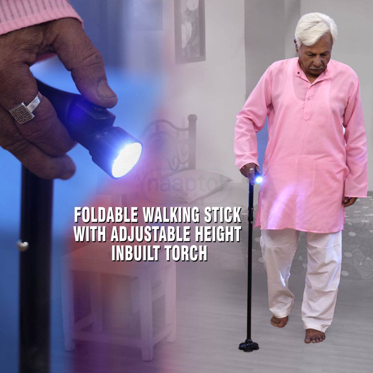 Trusty Cane Foldable Walking Stick Foldway Adjustable Sticks With Light Trusty Cane Foldable Walking Stick
