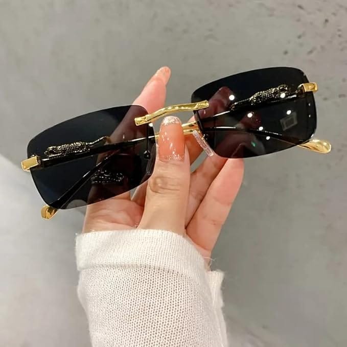 Unisex Rimless Sunglasses | Sun Glasses Rectangle Sunglasses Eyewear Transparent Uv Protected Shades Unisex Rimless Sunglasses