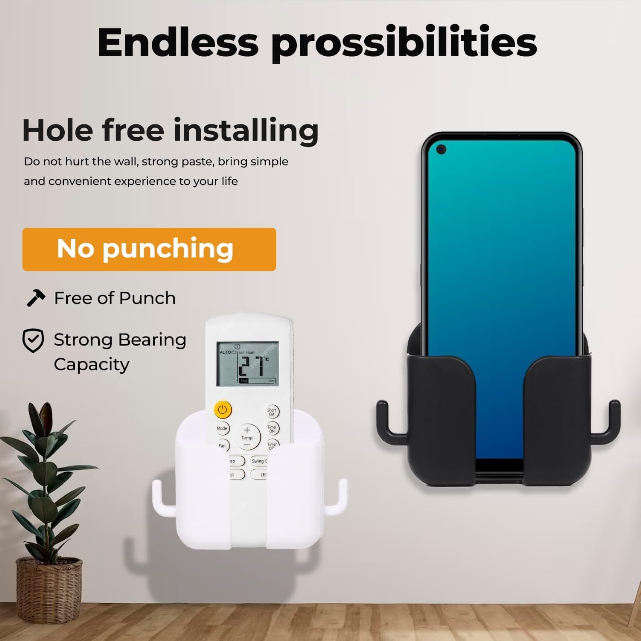 Wall Mounted Phone holder (Free Dual-sided tape on every order) Wall Mounted Phone holder (Free Dual-sided tape on every order)