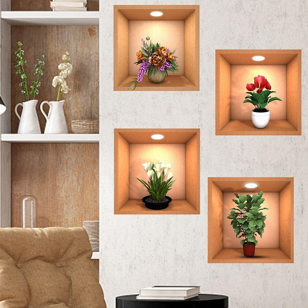 Wallpaper Stickers Decorations Sticker For Bedroom Decals For Walls  - 3D Vase Wall Sticker 3d Vase Wall Stickers